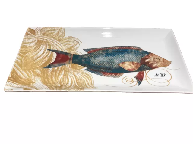 Vintage RED FISH Tray SERVING DISH Cast Relief JAPAN Metal SNAPPER Carp  UNIQUE