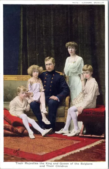 King Albert, Queen Elisabeth of Belgium with Children - Tuck Oilette  Postcard