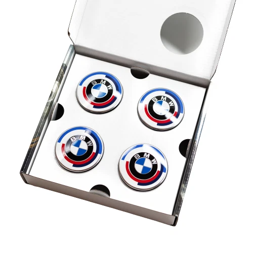 BMW GENUINE 50TH Year Anniversary Alloy Wheel Centre Cover Cap 4Pcs