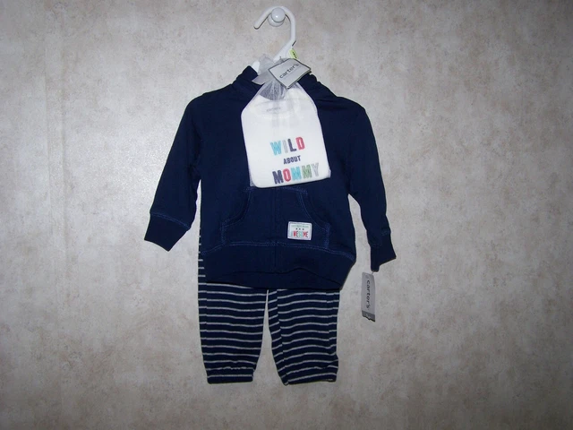 Carter's NWT Baby Boy 3 Pc Set Outfit Size 3 Months Pants Hoodie Bodysuit