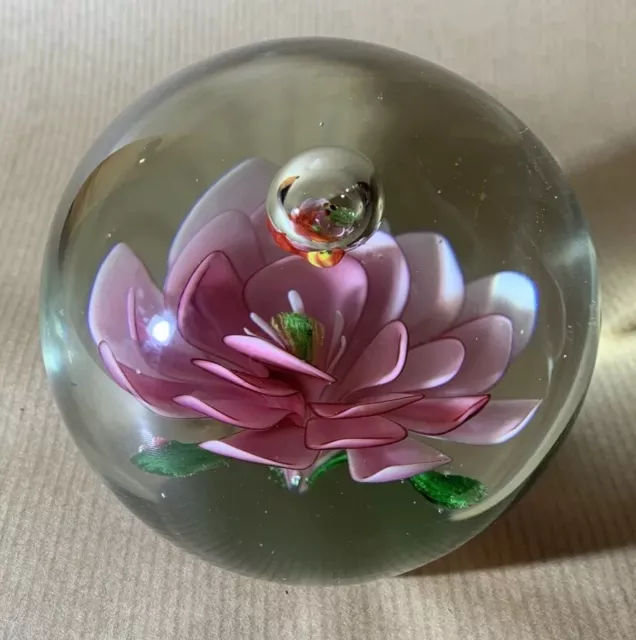 Large Vintage Art Glass Flower Paperweight.