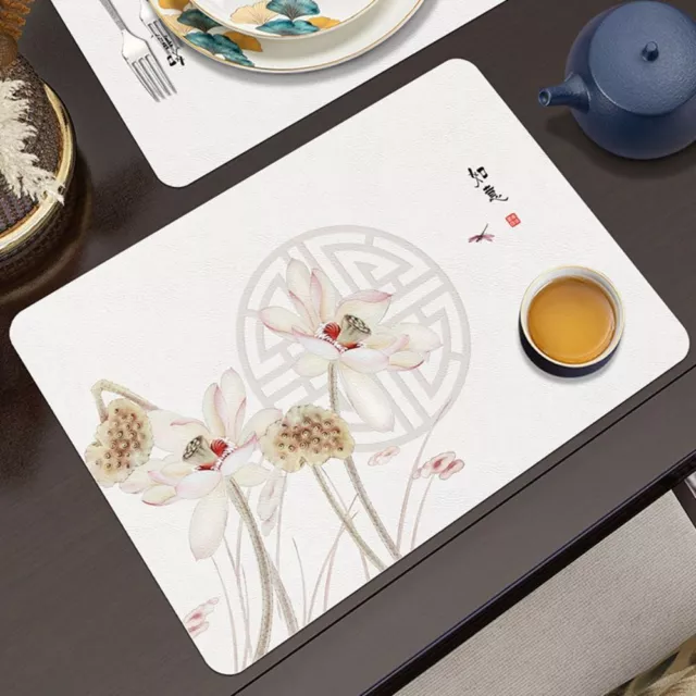Non-Slip Dining Table Mat PU Tableware Mat Leather Placemat  Kitchen