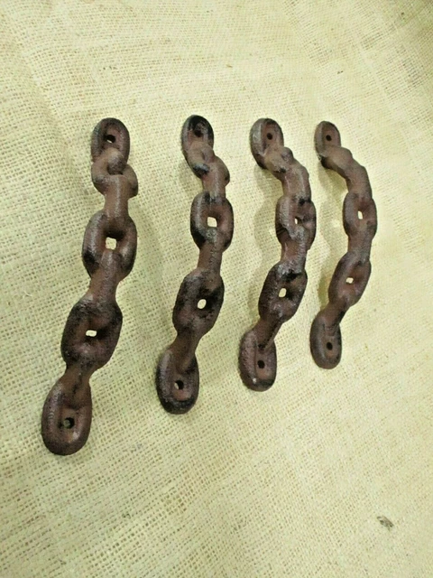 4 Large Cast Iron Antique style CHAIN Barn Handle, Gate Pull, Shed Door Handles 2