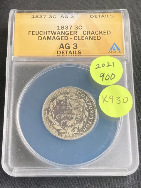1837 Feuchtwanger Three Cent K930