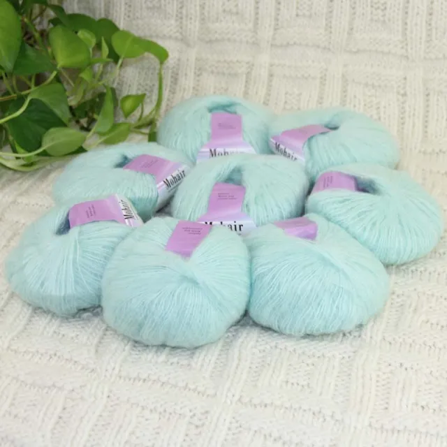 Sale 8BallsX25gr Fluffy Lace Mohair Warm Shawl Rugs Hand Knit Crocheted Yarn 08