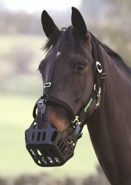 Shires Greenguard Grazing Muzzle Green Guard Muzzles- Pony, Cob, Full