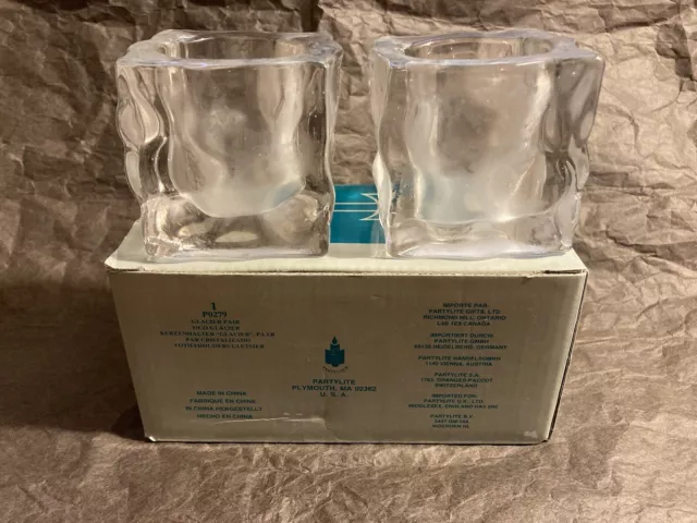 Partylight glacier pair glass candle Holders (P0729), New In Box, Storaged.