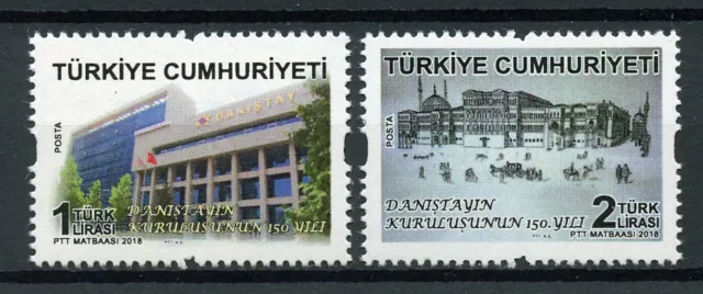 Turchia 2018 nuovi di zecca Consiglio di Stato 150° anno 2 V set francobolli architettura