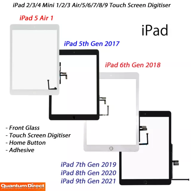 Pour IPAD Air 5th 6th 7th 8th 9th 10t Complet Avant Verre Numériseur Touch Écran