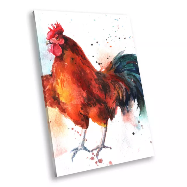 Brown Chicken Watercolour Portrait Animal Canvas Wall Art Large Picture Prints