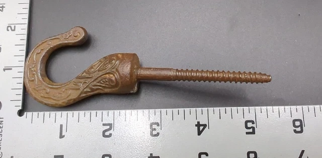 Antique Cast Iron Eastlake Hook Oil Lamp Plant Hanger Ceiling Porch Victorian 3