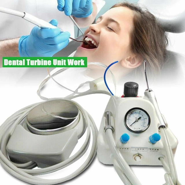 PORTABLE DENTAL HANDPIECE Turbine Unit 3 Way Air Water Syringe 4H No