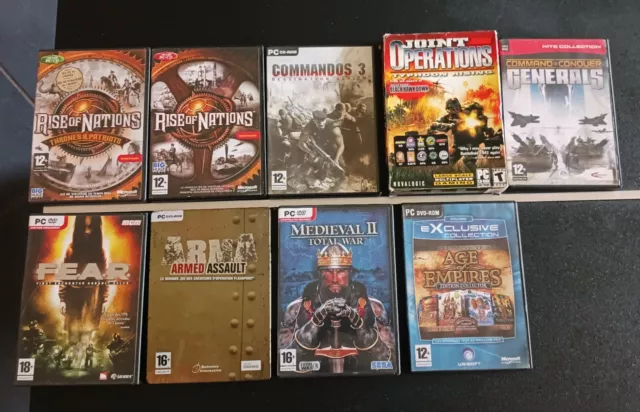 Lot de 9 jeux vidéo PC CD-Rom en boîtes avec notices