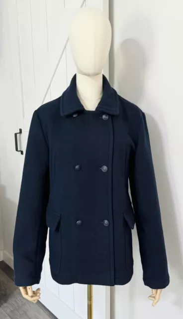 Petit Bateau Girls Size L 18 Years Navy Blue Wool Double Breasted Coat Womens Xs