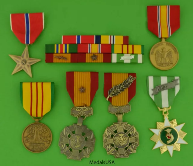 Marine Corps Vietnam War 6 Medals - Mounted 8 Ribbon Bar - Usmc
