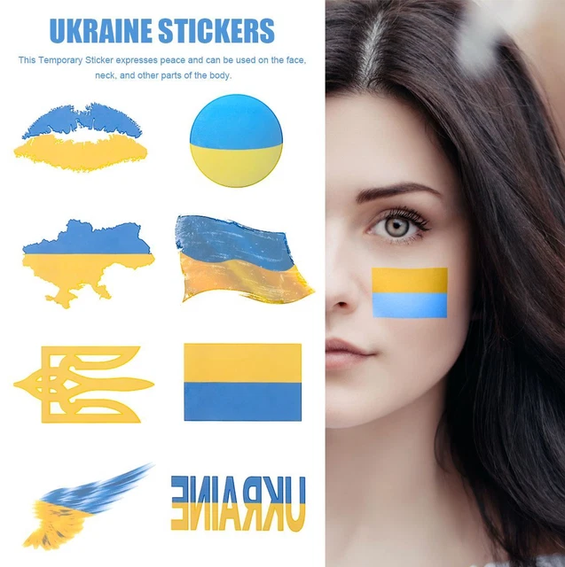NATIONAL FLAGS TEMPORARY Tattoo Ukraine Flag Tattoo Stickers Face