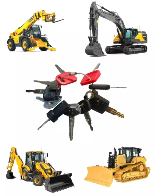 10 KEY Master Plant Set For Excavator - Digger - Farm Machinery FREE KEYRING INC