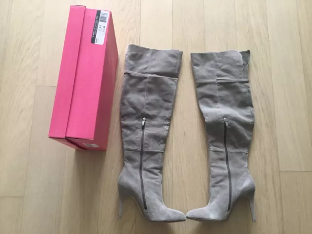 Chinese Laundry Kristin Cavallari Cassie Over the Knee Boot Women Grey Suede 8.5