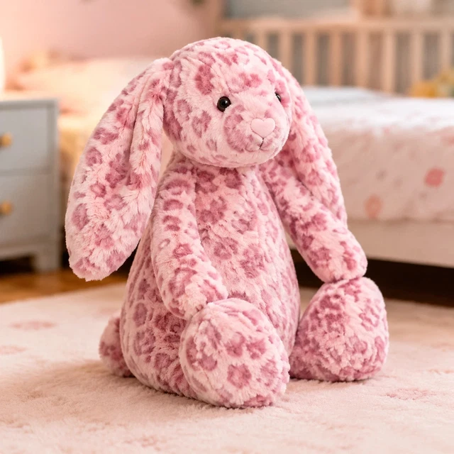 JELLYCAT COBBLEHOP BUNNY Authentic Rare Collectible Pink Leopard Print ...