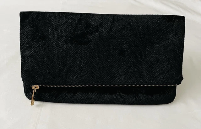 LIPSY LONDON BLACK Clutch Bag with Gold Zip -Excellent Brushed