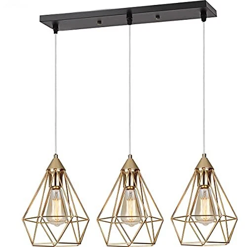 SEEBLEN 3- Light Indoor Island Pendant Light Gold Metal Hanging Ceiling Light...