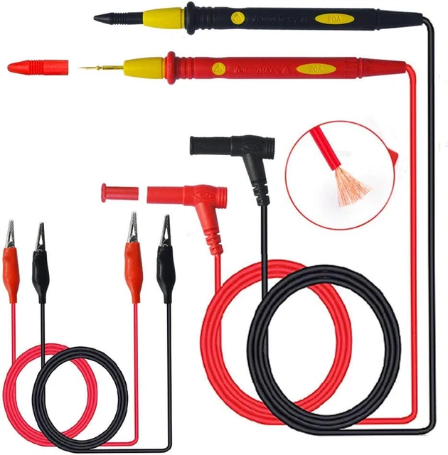 Sonde Multimètre Testeur Silicone électrique Cordon flexible pince crocodille li