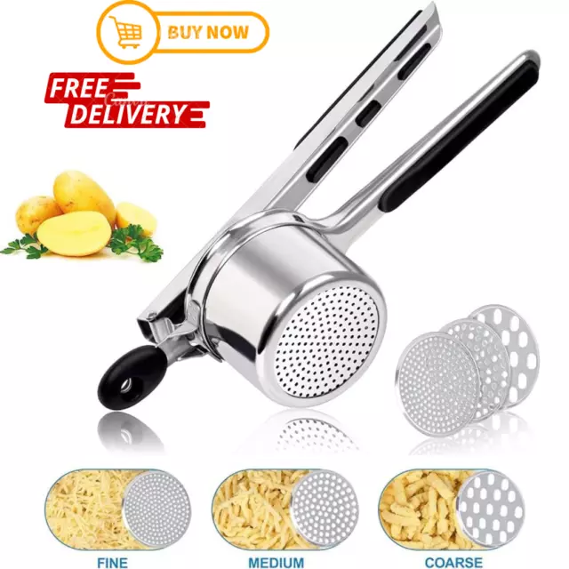 Heavy Duty Potato Ricer Masher stainless steel With [Good Grip] & 3 discs