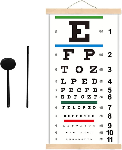 SNELLEN EYE CHART Eye Charts for Eye Exams 20 Feet with Wooden Frame