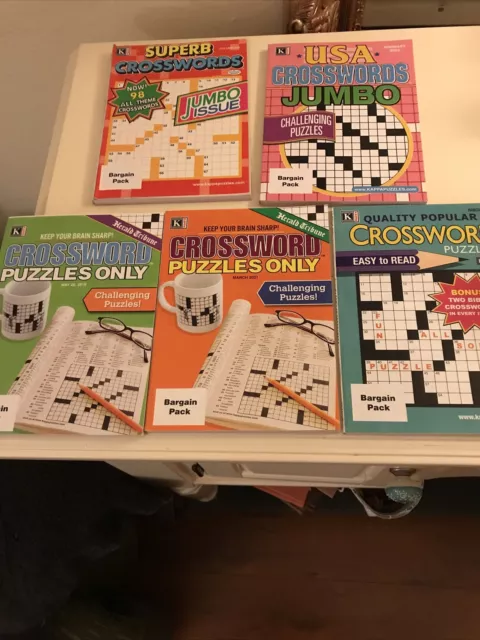 LOT OF (5) Kappa Crosswords Puzzle Books with 2 Jumbo Bundle-Various ...