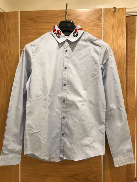 GUCCI DUKE KING snake men s shirt collar size 15 38 light blue
