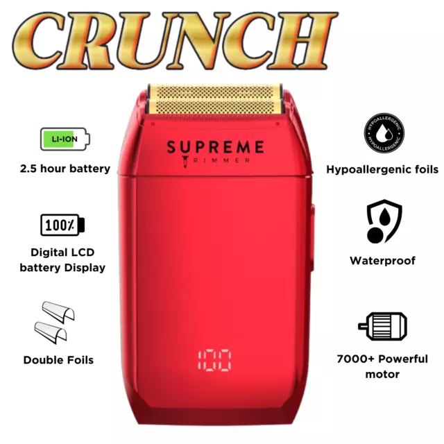 Supreme Trimmer CRUNCH IPX6 Foil Shaver STF602 | For Short Hair & Stubble | Red 2