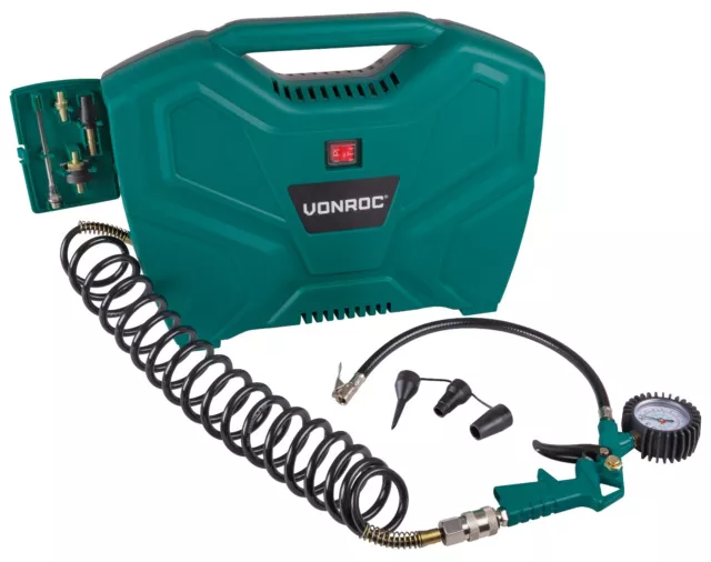 VONROC VONROC Compresseur portable 1100W - 8 bar - Sans huile – 180L/m - 11 a...