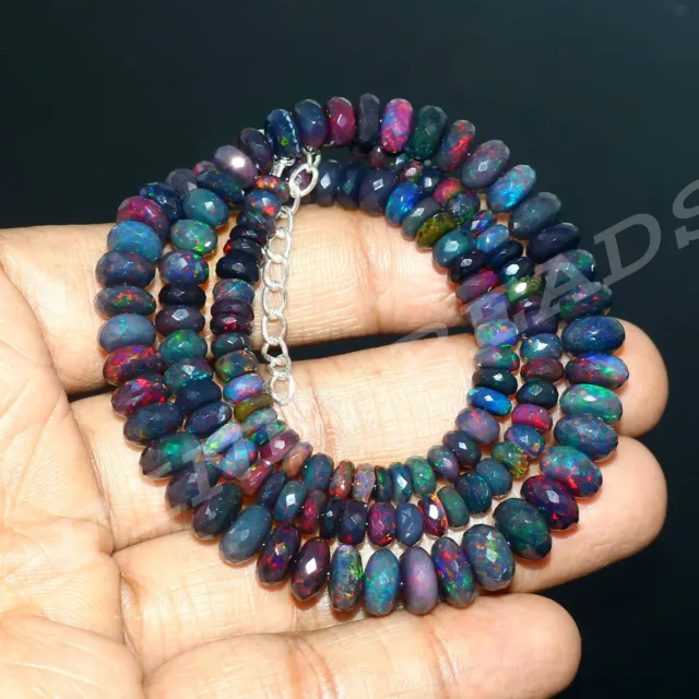 Äthiopische Opal Perlen Multi Feuer Edelstein Echt Halskette Geschenk Np-2804