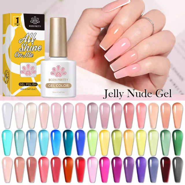 BORN PRETTY 10ml Jelly Nude Gel Nail Polish Translucent Soak Off UV Gel Varnish