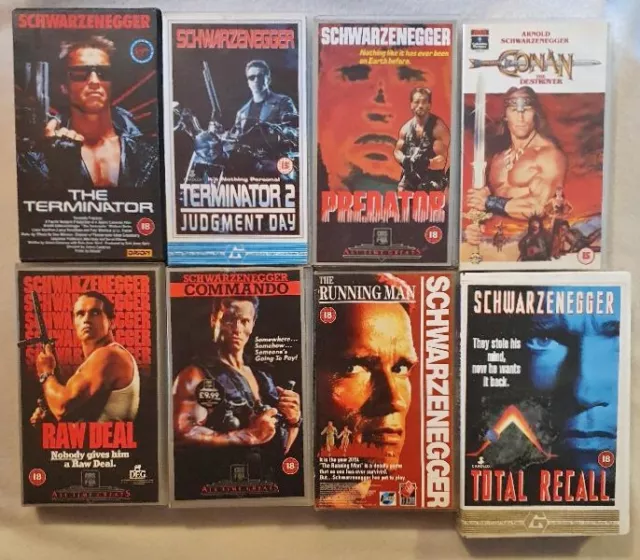 Arnold Schwarzenegger - Eight VHS Videos - See Pictures & Descripton For Details