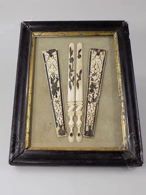 Barock Rokoko Fächerstäbe Floral Ornamente Bein Geschnitzt Rahmen um 18.JHD
