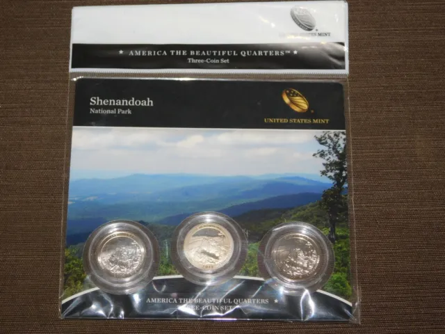Us Mint 3 Coin Set 2014 America The Beautiful Quarters Shenandoah  Virginia