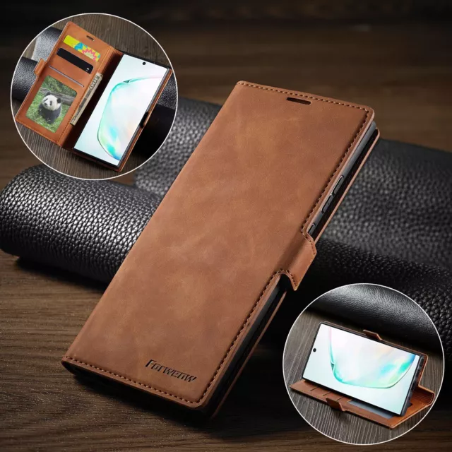 Leather Flip Case For Samsung Galaxy Note9 10Plus 20 Ultra Magnetic Wallet Cover