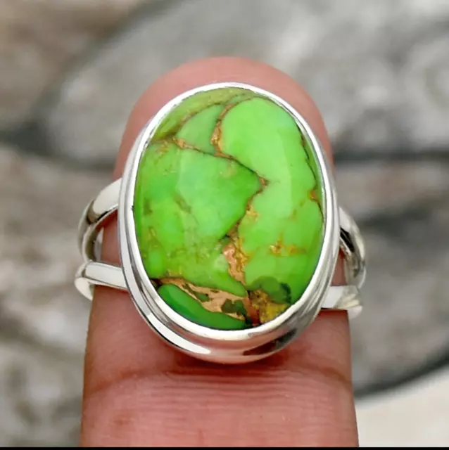 Green Copper Turquoise Gemstone Solid 925 Sterling Silver Unisex  Size All aa464