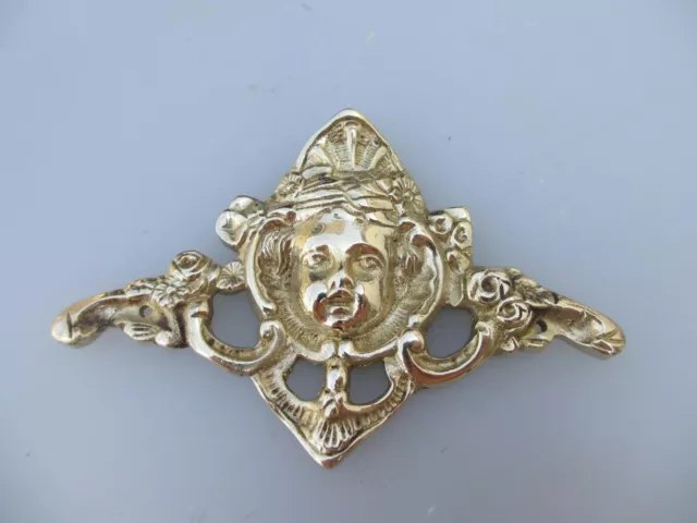 Brass Furniture Ormolu Hardware Mount Cherub Head Face Victorian Antique STYLE 2