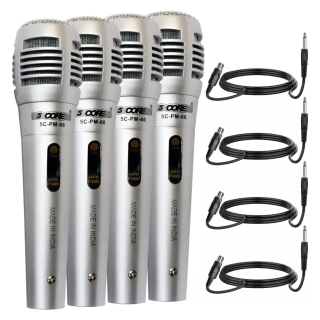 5Core 4 Pieces Dynamic Microphone XLR Audio Cardioid Mic Vocal Karaoke Singing