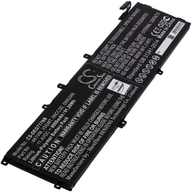 Akku für Dell G7 17  7700 Laptop 11,4V 8000mAh/91Wh Li-Polymer Schwarz