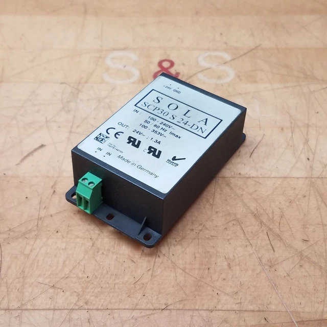 Sola SCP30-S-24-DN Power Supply – 100-240V AC Input, 24V DC Output, 1.3A (Used)