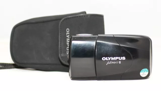 [ EXC++++ ] Olympus mju μ II Black 35mm Point & Shoot Film Camera. FILM TESTED