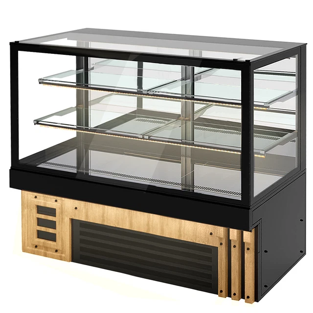 Kuchentheke - 1,8m - +2 ~+8 °C - 3 Ablagen - Holzfront | GGM Gastro