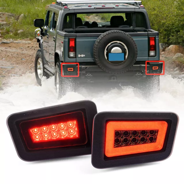 For 2005-2009 Hummer H2 Smoked LED Rear Bumper Fog Turn Signal Brake Tail Light