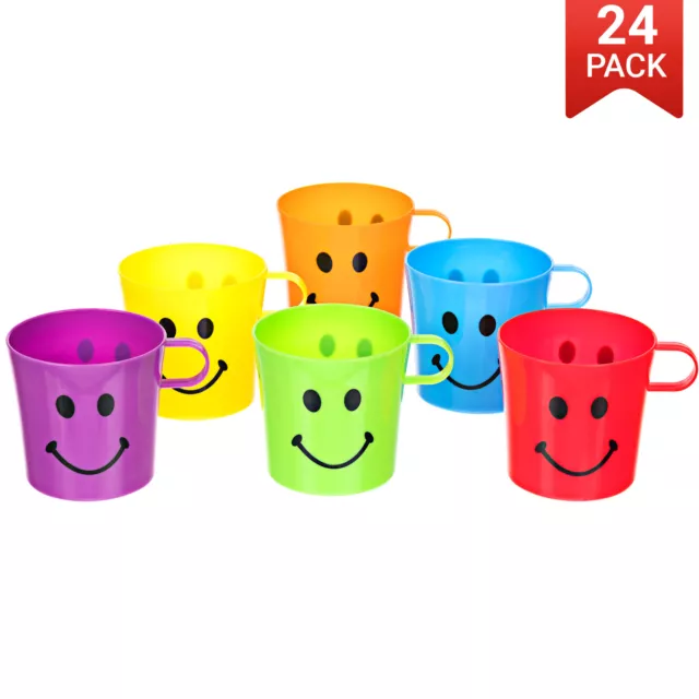 24x Kids Handled Happy Funny Face Cup 250ml Drinking Cups Children’s Home BBQ