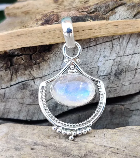 Moonstone Pendant 925 Sterling Silver Neck Jewelry Handmade Gift item MO408