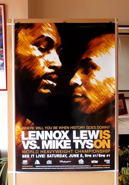 MIKE TYSON vs. LENNOX LEWIS: Original HBO CCTV Boxen Kampfposter 30D