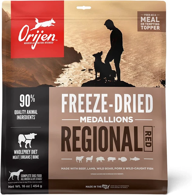 ORIJEN Freeze Dried Dog Food and Topper, Grain Free, High Protein, Premium Whole